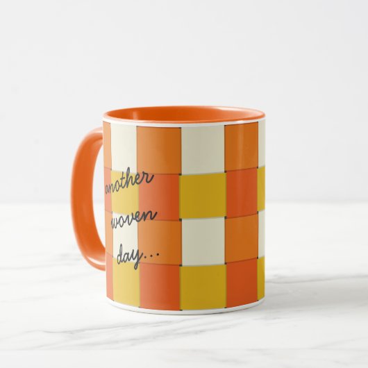 Weer Geweven Dag Sinaasappel en Geel Mok (Voorkant links)