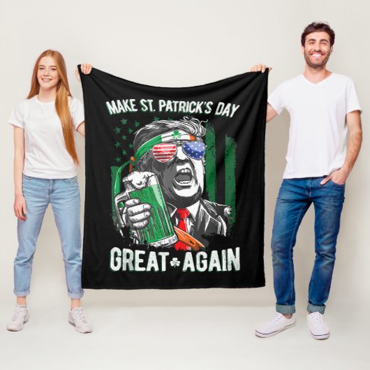 Weer grappige Trump maakt St Patrick's Day weer ge Fleece Deken (In situ)
