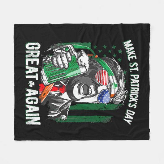 Weer grappige Trump maakt St Patrick's Day weer ge Fleece Deken (Voorkant (Horizontaal))
