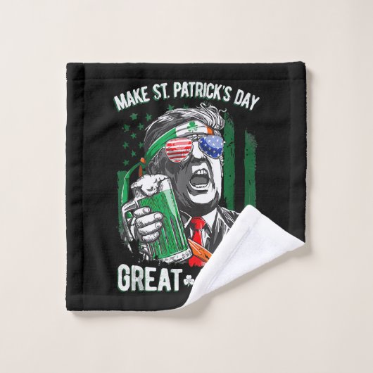 Weer grappige Trump maakt St Patrick's Day weer ge Washandje (Wasdoekje)