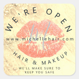weer in haar haar en make - up glitter vierkante sticker