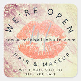 weer in haar haar en make - up glitter vierkante sticker