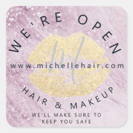 weer in haar haar en make - up glitter vierkante sticker