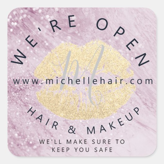 weer in haar haar en make - up glitter vierkante sticker (Voorkant)