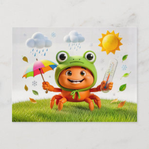 Weer Krab Meet Klimaat Met Regenboog Paraplu Briefkaart