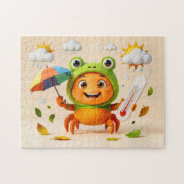 Weer Krab Meet Klimaat Met Regenboog Paraplu Legpuzzel