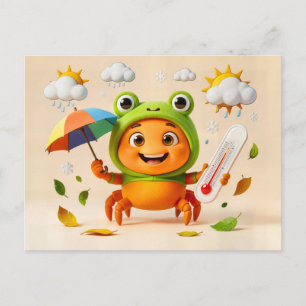 Weer Krab Meet Klimaat Met Regenboogparaplu Briefkaart