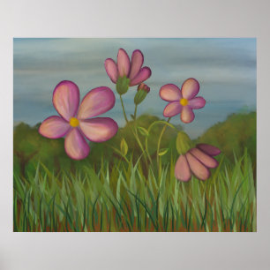 Weer met wilde bloemen poster