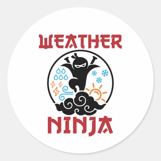 Weer Ninja Meteorologist Weerman Ronde Sticker (Voorkant)