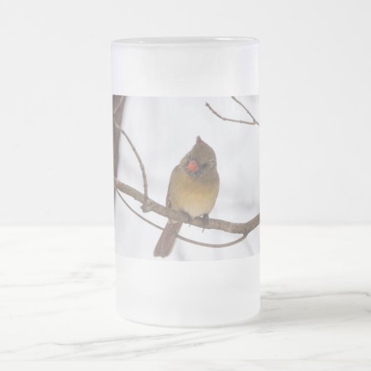 Weer sneeuwen zegt Mrs Cardinal Frosted Mok (Center)