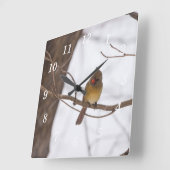 Weer sneeuwen zegt Mrs Cardinal Wall Clock Vierkante Klok (Hoek)