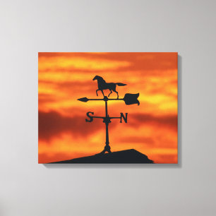 Weer Vane op zonsondergang Canvas Afdruk