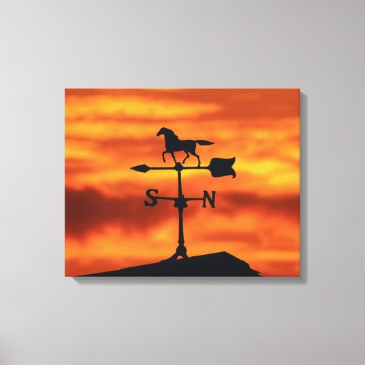 Weer Vane op zonsondergang Canvas Afdruk (Voorkant)