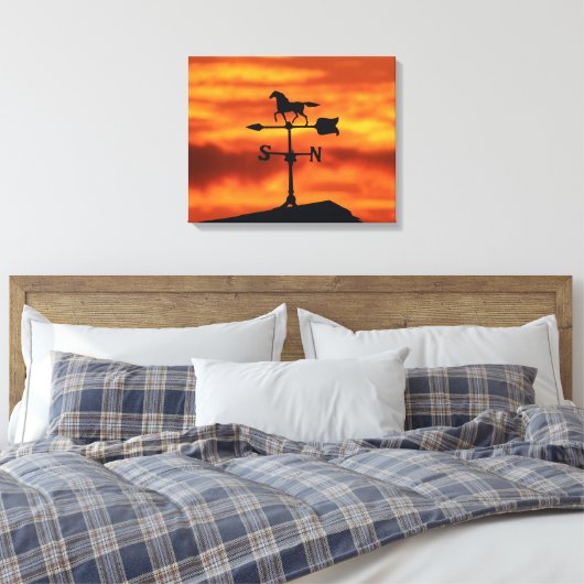 Weer Vane op zonsondergang Canvas Afdruk (Insitu (Slaapkamer))