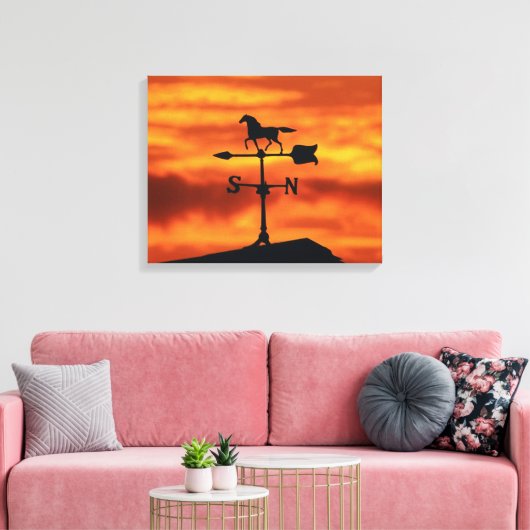 Weer Vane op zonsondergang Canvas Afdruk (Insitu (Woonkamer))