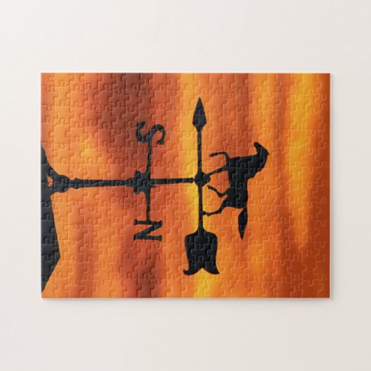 Weer Vane op zonsondergang Legpuzzel (Horizontaal)