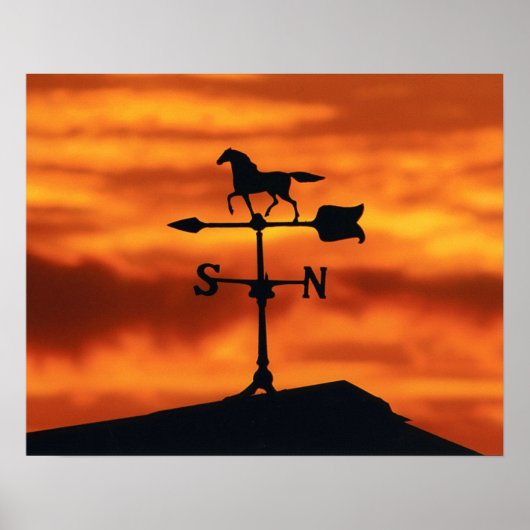 Weer Vane op zonsondergang Poster (Voorkant)