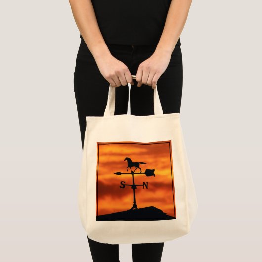 Weer Vane op zonsondergang Tote Bag (Voorkant (product))