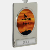 Weer Vane op zonsondergang Verzilverd Banner Ornament (Rechts)