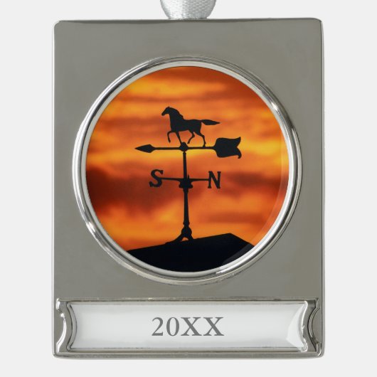 Weer Vane op zonsondergang Verzilverd Banner Ornament (Voorkant)
