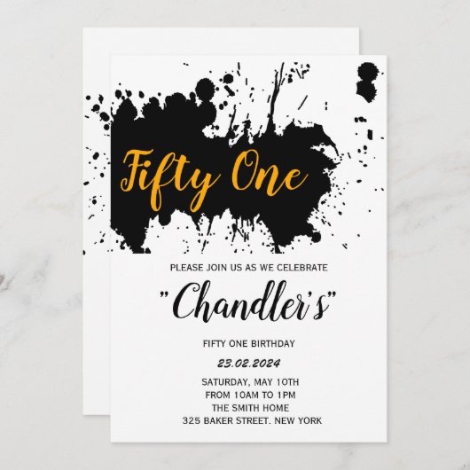 Weer wit met gouden verjaardag kaart (Voorkant / Achterkant)