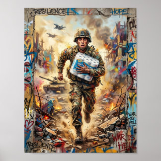 Weerbaarheid en hoop te midden van puinposter poster