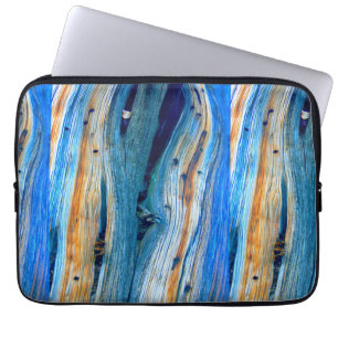 weergalmde blauwe barnplanken laptop sleeve