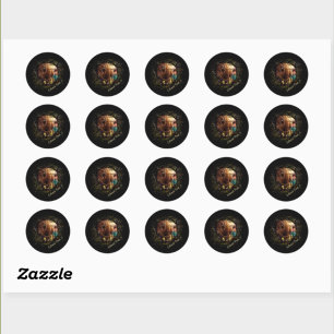 Weergalmend Verleden Fantasievolle Jongen en Bizon Ronde Sticker