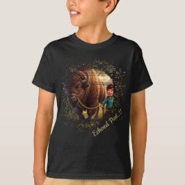 Weergalmend Verleden Fantasievolle Jongen en Bizon T-shirt