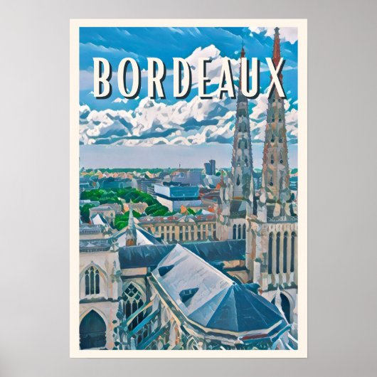 Weergave Bordeaux Afbeelding met Vintage Poster (Voorkant)
