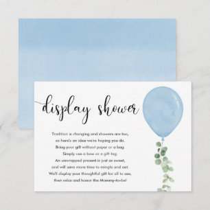 Weergave douche blauwe ballon eucalyptus groen informatiekaartje