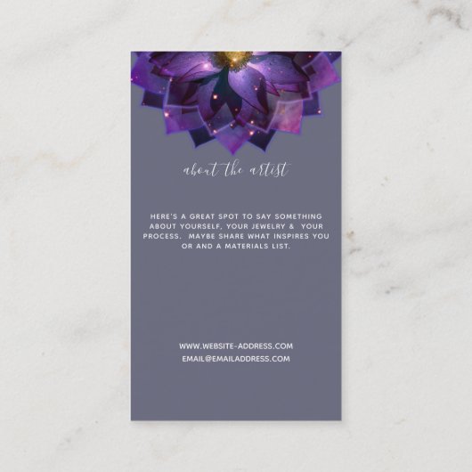 Weergave ketting, Mystical Lotus Mandala Crafters Visitekaartje (Achterkant)