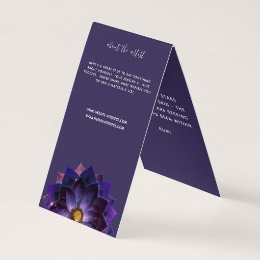 Weergave ketting, Mystical Lotus Mandala Crafters Visitekaartje (Achterkant)