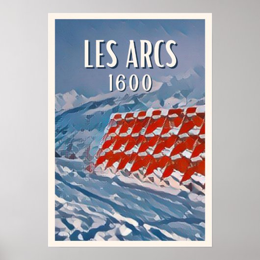 Weergave Les Arcs 1600 Ski Resort Poster (Voorkant)