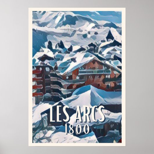 Weergave Les Arcs 1800 Ski Resort Poster (Voorkant)