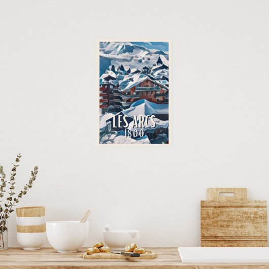 Weergave Les Arcs 1800 Ski Resort Poster (Keuken)