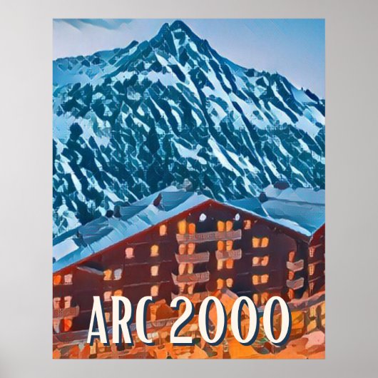 Weergave Les Arcs 2000 Ski Resort Poster (Voorkant)