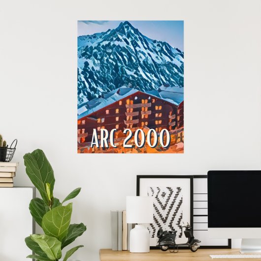 Weergave Les Arcs 2000 Ski Resort Poster (Thuiskantoor)