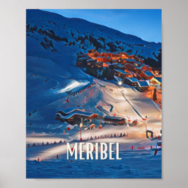 Weergave Meribel skigebied Poster