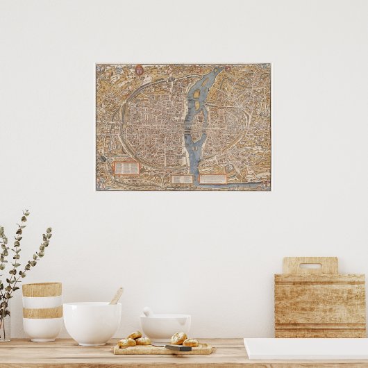 Weergave Plan Ancien Paris Truschet en Hoyau 1553 Poster (Keuken)