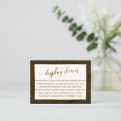 Weergave Shower: Gold Script Black Gift Label Informatiekaartje (Staand voorkant)