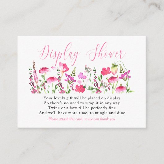 Weergave Shower  Roze, wild Label Informatiekaartje (Voorkant)