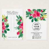 Weergave van de kerstflorale rode juwelen visitekaartje (Voorkant /achterkant)