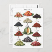 Weergave van diverse vruchten op platforms briefkaart (Voorkant / Achterkant)