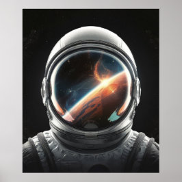 Weergave van het Universum Astronautenhelm Poster