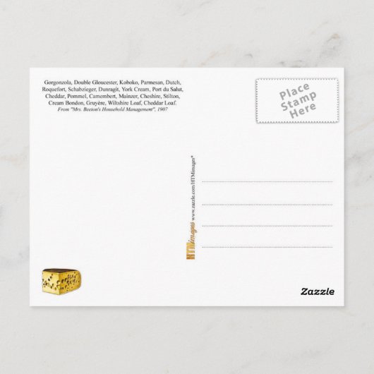 Weergave van soorten kaas briefkaart (Achterkant)