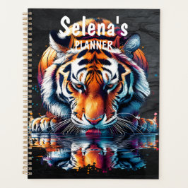 Weergave van tijger die water drinkt gepersonalise planner
