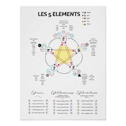 Weergave van vijf elementen van de Chinese geneesk Perfect Poster (Voorkant)