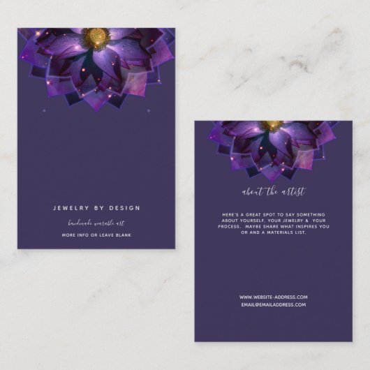 Weergave verdienen, Mystical Lotus Mandala Crafter Visitekaartje (Voorkant / Achterkant)