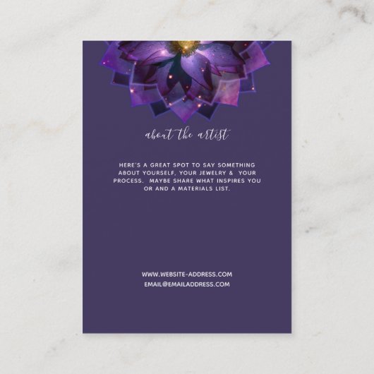 Weergave verdienen, Mystical Lotus Mandala Crafter Visitekaartje (Achterkant)